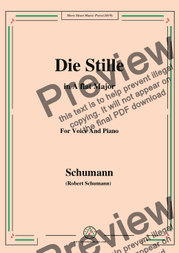 page one of Schumann-Die Stille,in A flat Major,for Voice and Piano