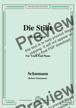 page one of Schumann-Die Stille,in A Major,for Voice and Piano