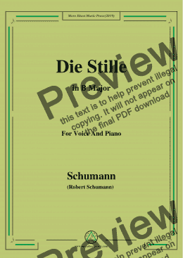 page one of Schumann-Die Stille,in B Major,for Voice and Piano