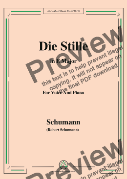 page one of Schumann-Die Stille,in E Major,for Voice and Piano