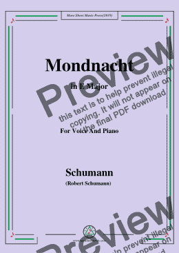 page one of Schumann-Mondnacht,in E Major,for Voice and Piano