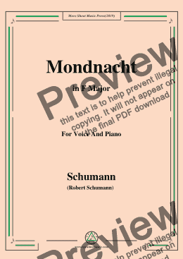 page one of Schumann-Mondnacht,in F Major,for Voice and Piano