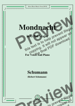 page one of Schumann-Mondnacht,in G flat Major,for Voice and Piano