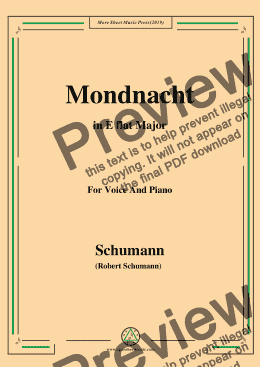 page one of Schumann-Mondnacht,in E flat Major,for Voice and Piano