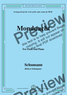 page one of Schumann-Mondnacht,for Flute and Piano