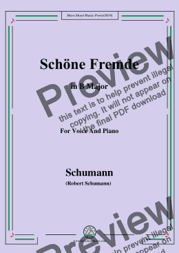 page one of Schumann-Schöne Fremde,in B Major,for Voice and Piano