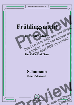 page one of Schumann-Frühlingsnacht,in F sharp Major,for Voice and Piano