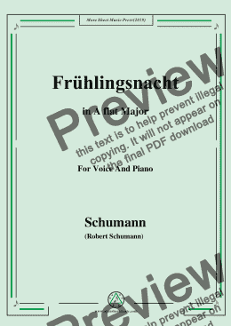 page one of Schumann-Frühlingsnacht,in A flat Major,for Voice and Piano