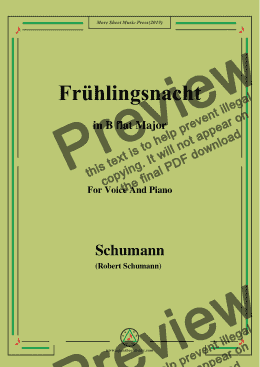 page one of Schumann-Frühlingsnacht,in B flat Major,for Voice and Piano