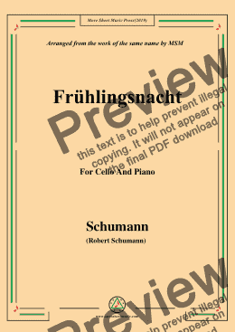 page one of Schumann-Frühlingsnacht,for Cello and Piano