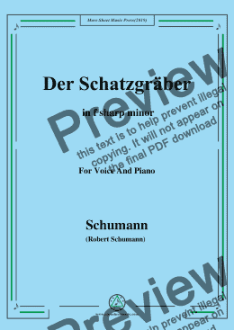 page one of Schumann-Der Schatzgräber,in f sharp minor,for Voice and Piano