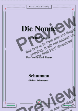 page one of Schumann-Die Nonne,in D flat Major,for Voice and Piano