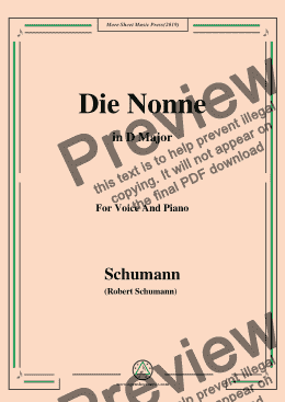 page one of Schumann-Die Nonne,in D Major,for Voice and Piano