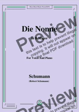 page one of Schumann-Die Nonne,in B Major,for Voice and Piano