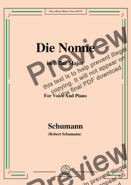 page one of Schumann-Die Nonne,in B flat Major,for Voice and Piano