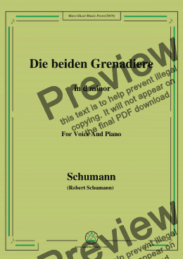 page one of Schumann-Die beiden Grenadiere,in d minor,for Voice and Piano