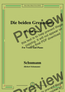 page one of Schumann-Die beiden Grenadiere,in e flat minor,for Voice and Piano