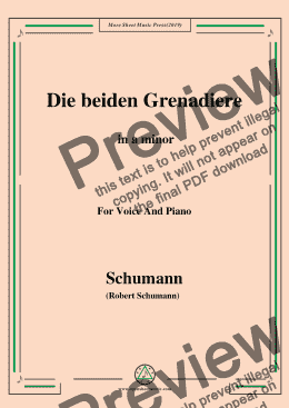 page one of Schumann-Die beiden Grenadiere,in a minor,for Voice and Piano