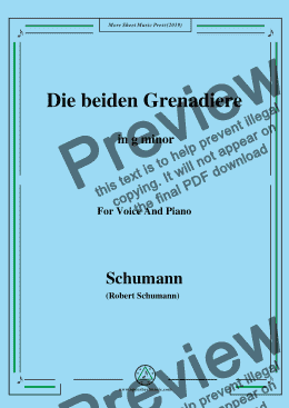 page one of Schumann-Die beiden Grenadiere,in g minor,for Voice and Piano