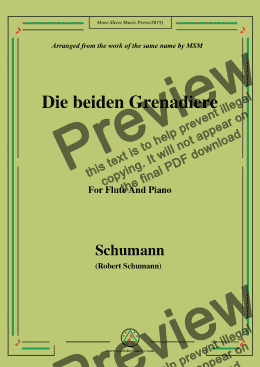 page one of Schumann-Die beiden Grenadiere,for Flute and Piano