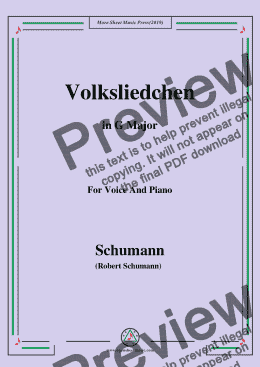 page one of Schumann-Volksliedchen,in G Major,for Voice and Piano