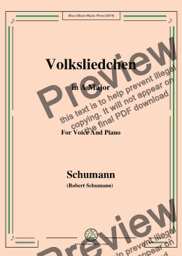 page one of Schumann-Volksliedchen,in A Major,for Voice and Piano