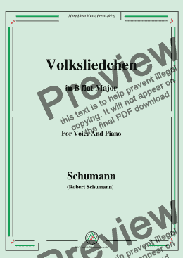 page one of Schumann-Volksliedchen,in B flat Major,for Voice and Piano