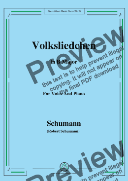 page one of Schumann-Volksliedchen,in B Major,for Voice and Piano