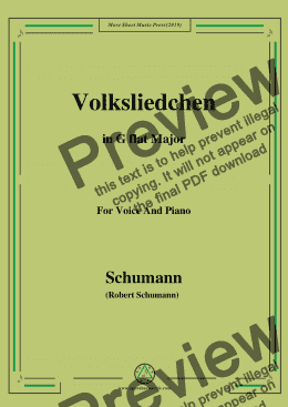 page one of Schumann-Volksliedchen,in G flat Major,for Voice and Piano