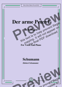 page one of Schumann-Der arme Peter 1,in E Major,for Voice and Piano