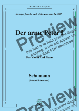 page one of Schumann-Der arme Peter 1,for Violin and Piano