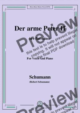 page one of Schumann-Der arme Peter 2,in e flat minor,for Voice and Piano