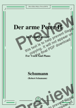 page one of Schumann-Der arme Peter 2,in c sharp minor,for Voice and Piano