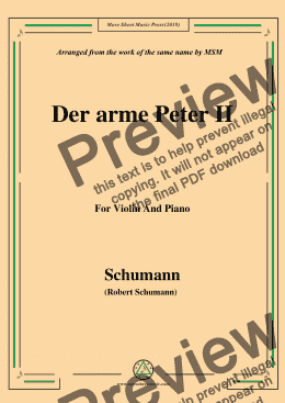 page one of Schumann-Der arme Peter 2,for Violin and Piano