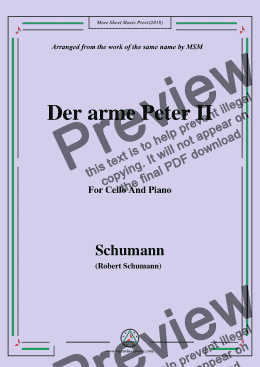 page one of Schumann-Der arme Peter 2,for Cello and Piano