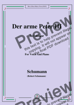 page one of Schumann-Der arme Peter 3,in f minor,for Voice and Piano