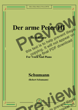 page one of Schumann-Der arme Peter 3,in d minor,for Voice and Piano