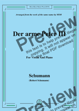 page one of Schumann-Der arme Peter 3,for Violin and Piano