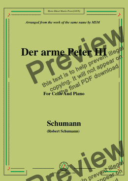 page one of Schumann-Der arme Peter 3,for Cello and Piano