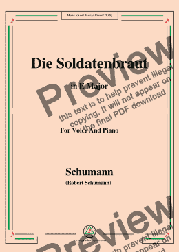 page one of Schumann-Die Soldntenbraut,in E Major,for Voice and Piano