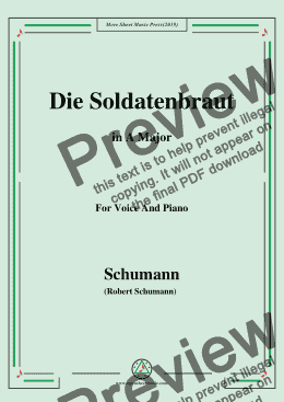 page one of Schumann-Die Soldntenbraut,in A Major,for Voice and Piano