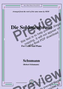 page one of Schumann-Die Soldntenbraut,for Cello and Piano