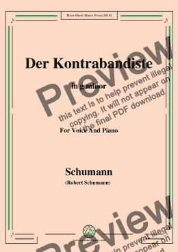 page one of Schumann-Der Kontrabandiste,in g minor,for Voice and Piano