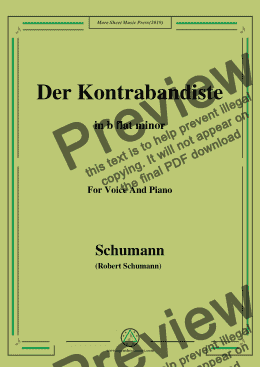 page one of Schumann-Der Kontrabandiste,in b flat minor,for Voice and Piano