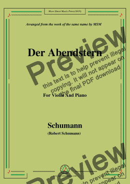 page one of Schumann-Der Abendstern,Op.79,No.1,for Violin and Piano