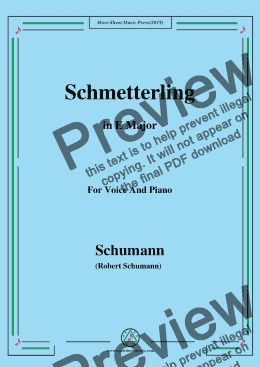 page one of Schumann-Schmetterling,in E Major,Op.79,No.2,for Voice and Piano