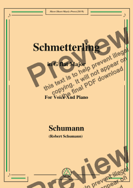 page one of Schumann-Schmetterling,in G flat Major,Op.79,No.2,for Voice and Piano