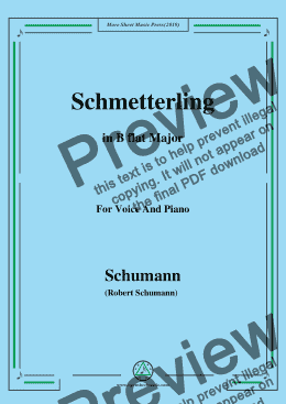 page one of Schumann-Schmetterling,in B flat Major,Op.79,No.2,for Voice and Piano