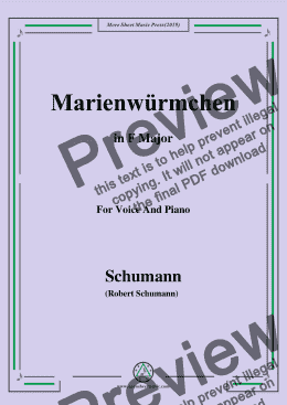 page one of Schumann-Marienwürmchen,in F Major,Op.79,No.14,for Voice and Piano