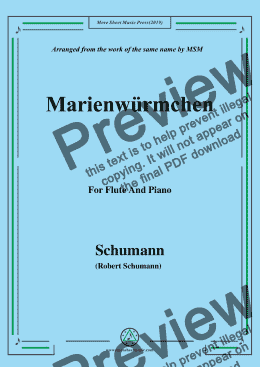 page one of Schumann-Marienwürmchen,Op.79,No.14,for Flute and Piano